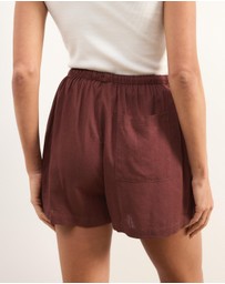 Atmos&Here - Tenley Drawstring Linen Blend Shorts