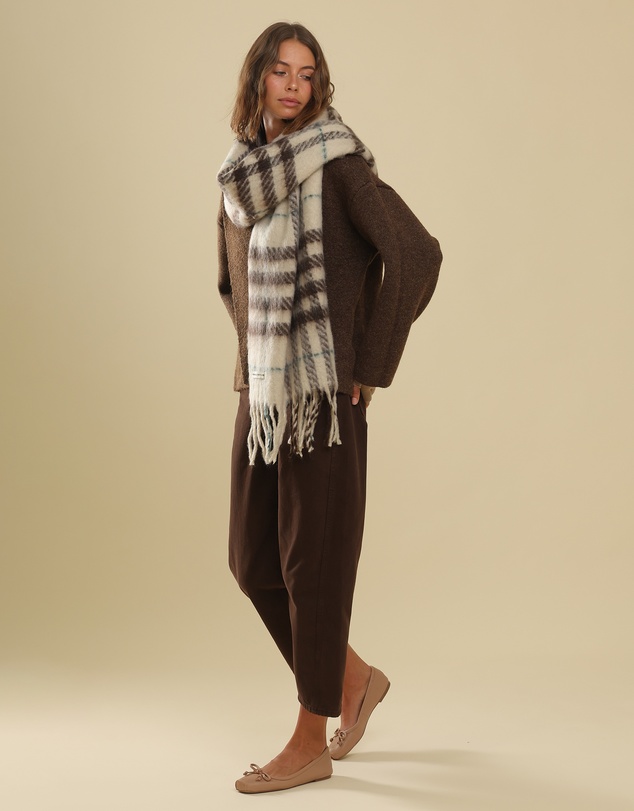 Morgan & Taylor - Hallie Scarf in Beige & Brown Check