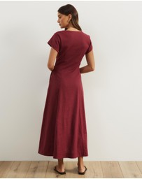 Atmos&Here - Josie Collared Linen Blend Midi Dress