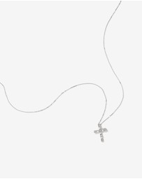 Michael Hill - 0.34 Carat TW Baguette and Round Brilliant Diamond Cross Pendant in 10kt White Gold