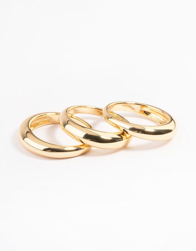 Lovisa - Gold Plated Medium Dome Ring Pack