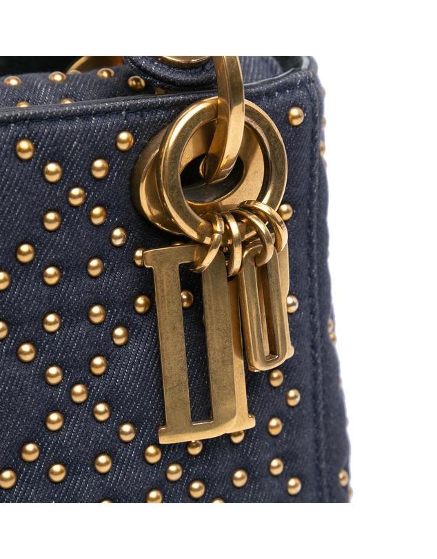 Dior - Pre-Loved Mini Denim Cannage Studded Supple Lady Dior