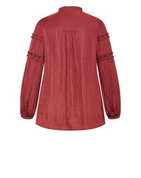 City Chic - Plus size Drama Queen Long Sleeve Shirt - sienna