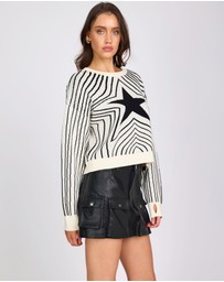 ONE TEASPOON - Star Gazing Knitted Sweater - Mono Print