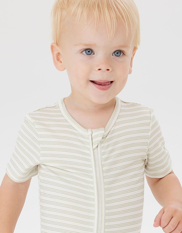 Kynd Baby - Day or Night Onesie Short Sleeve in Sage Stripe
