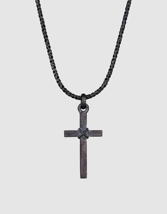 Kuzzoi - ICONIC EXCLUSIVE - Cross Pendant Necklace in Oxidised 925 Sterling Silver