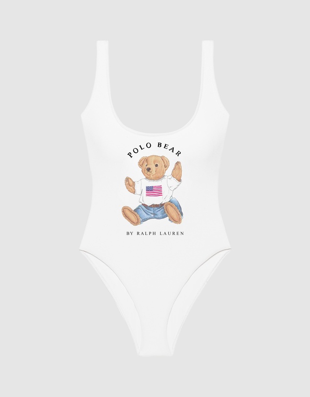 Polo Ralph Lauren - Terry Polo Bear High Leg One-Piece Swimsuit