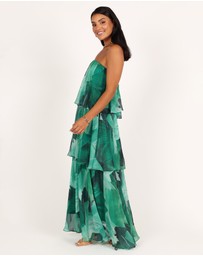 Petal & Pup - Bloom Strapless Maxi Dress - Green Floral