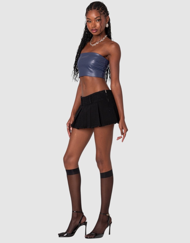 EDIKTED - Mazie Faux Leather Bandeau Top