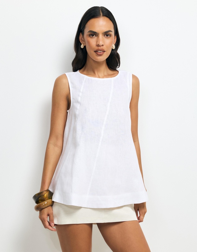 AERE - Addison Panelled Linen Top