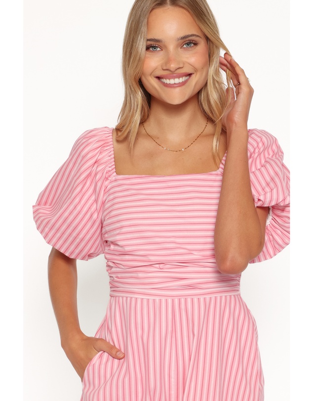 Petal & Pup - Clo Puff Sleeve Playsuit - Pink Stripe