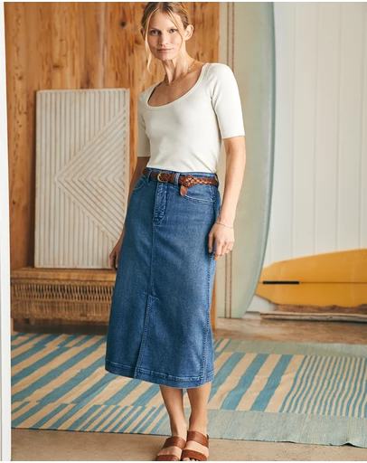 Faherty - Stretch Terry Midi Skirt