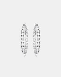 Swarovski - Matrix Hoop Earrings, Round Cut, White, Rhodium Plated