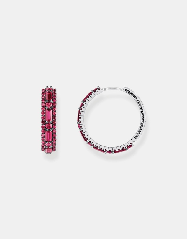 THOMAS SABO - Hoop earrings with ruby red stones