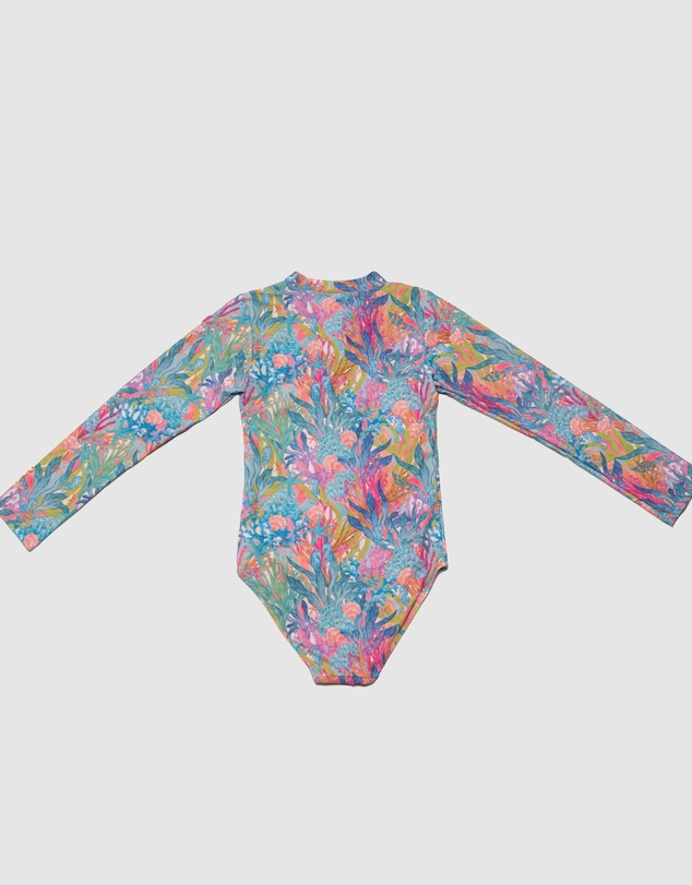 Olga Valentine - Long Sleeve Zip One Piece Swimsuit - Hand beaded
