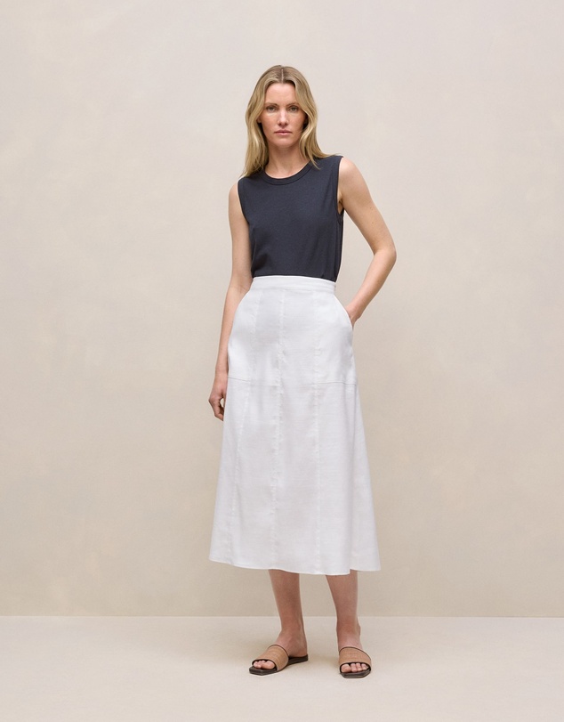 Trenery - Linen Cotton Crew Tank in Night Sky