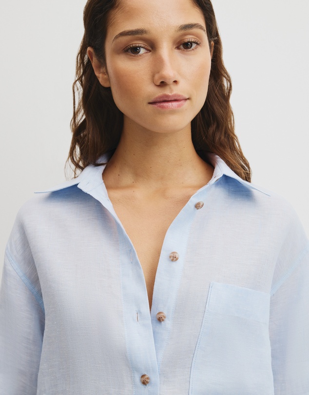 Country Road - Short Sleeve Crop Linen Shirt
