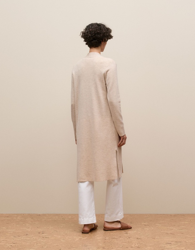 Trenery - Merino Longline Cardigan in Oat Marle
