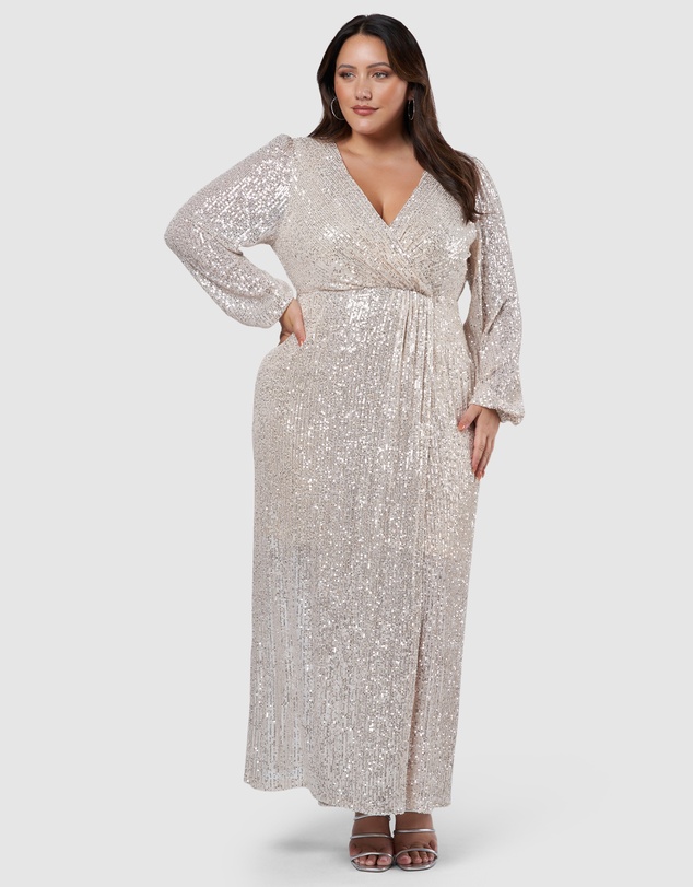 Pink Dusk by Curve Project - All I Want Sequin Maxi Dress