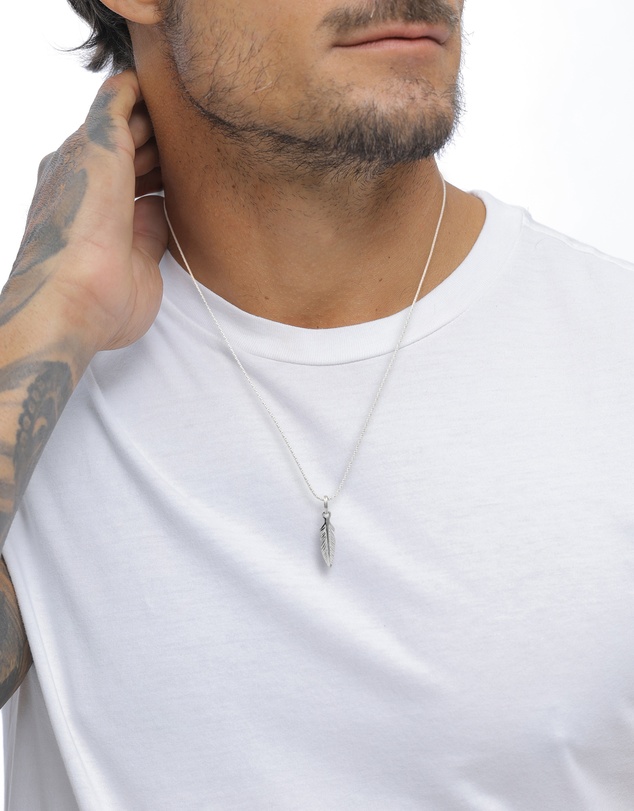 Kuzzoi - ICONIC EXCLUSIVE - Feather Pendant Necklace in 925 Silver