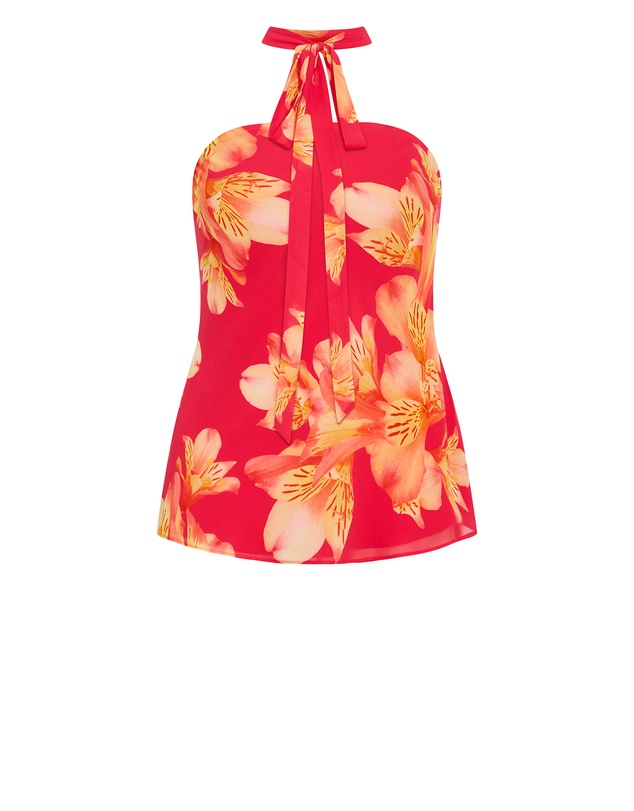 City Chic - Soiree Print Frill Detail Top