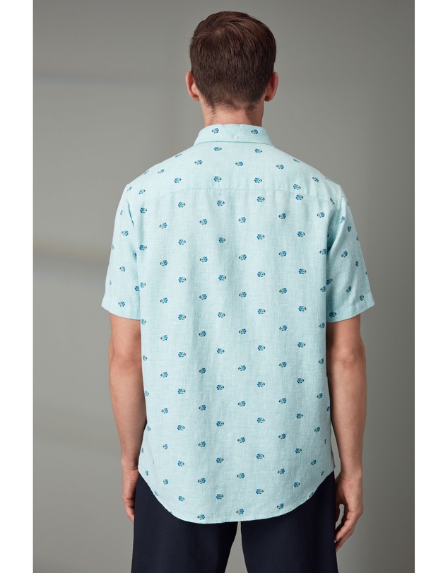 NEXT - Linen Blend Printed Short Sleeve Shirt