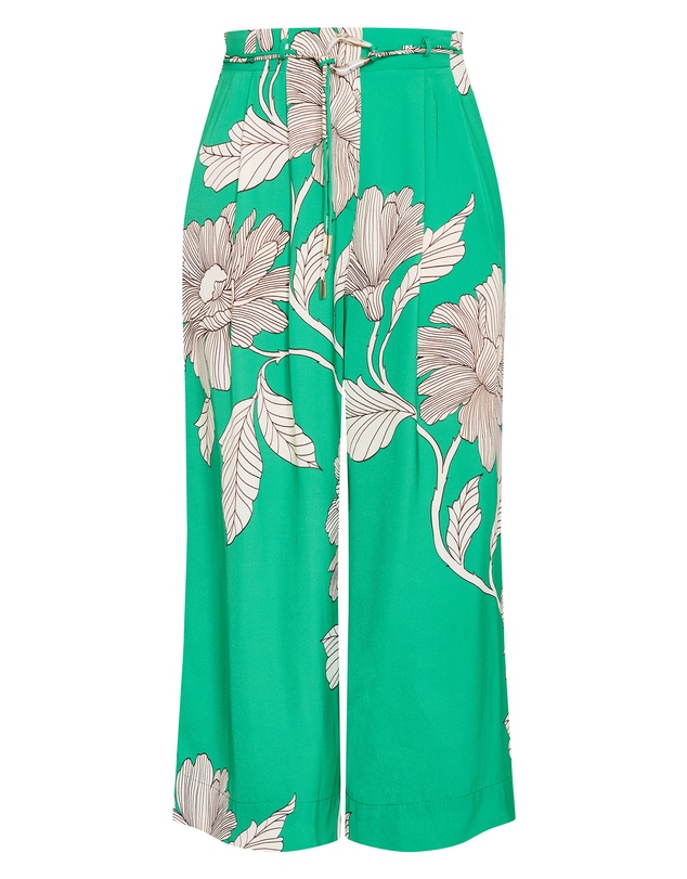 City Chic - Plus size Lola Floral Print Wide Leg Pant - greenstone
