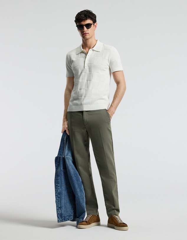 Calibre - Grid Stitch Polo White