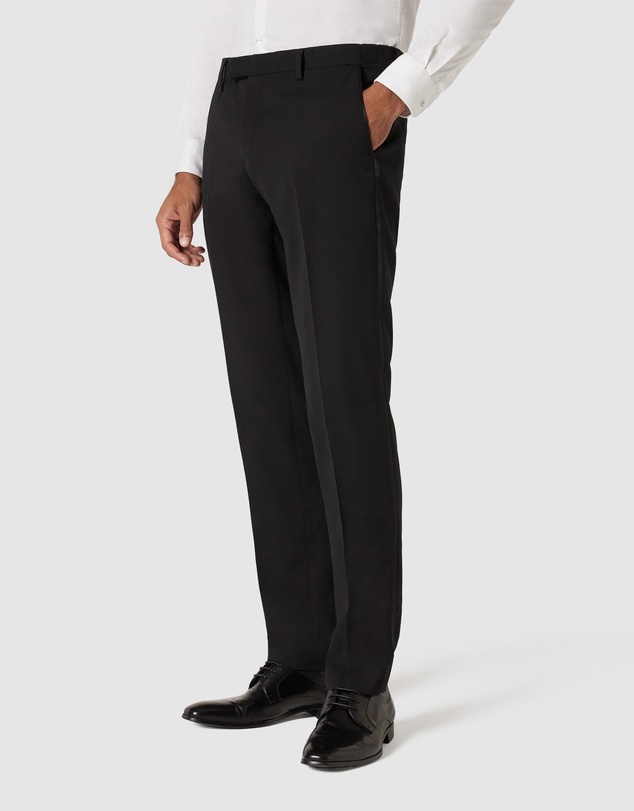 Politix - Slim Fit Premium Wool Silk Tuxedo Pant With Satin Side Stripe