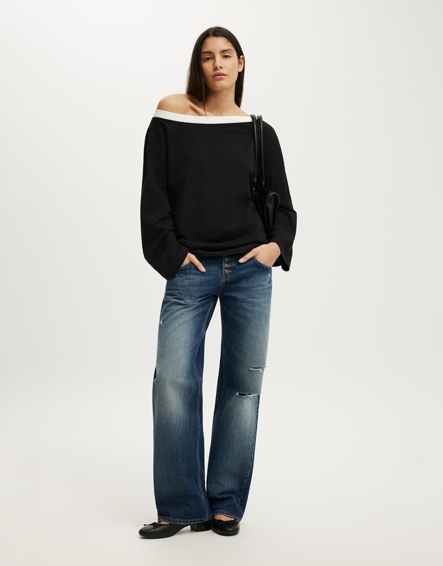Cotton On - Boxy Off Shoulder Long Sleeve