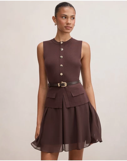 Forever New - Belle Woven Mix Mini Dress