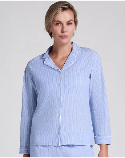 Hunkemoller - Jacket LS Cotton Stripe Pyjama Top
