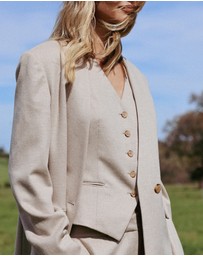 IDA+S - Liora French Silk Wool Collarless Haute Couture Suit Jacket