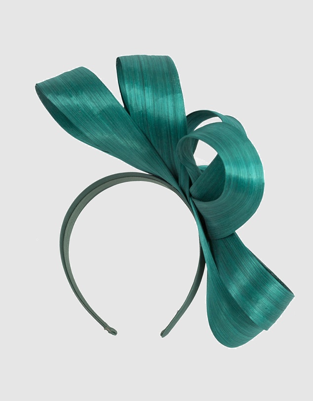 Fillies Collection - Teal Silk Abaca Loops Racing Fascinator