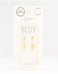 Lovisa - Gold Plated Surgical Steel Marquise Drop Belly Bars 2-Pack
