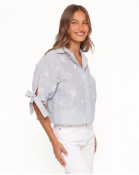 Petal & Pup - Floriana Tie Sleeve Shirt - Blue Stripe