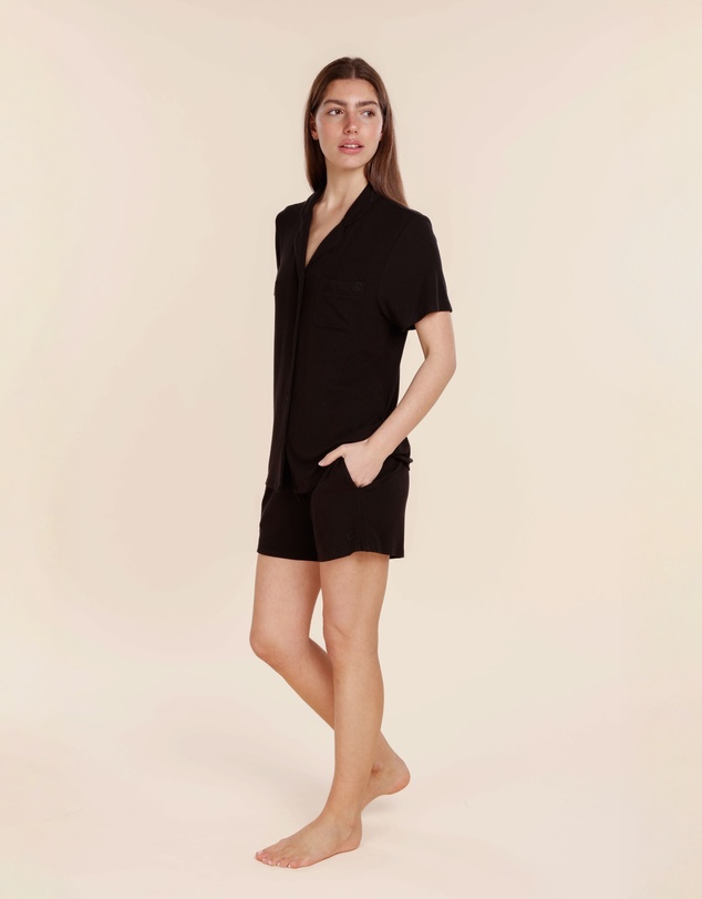 Gingerlilly - Lyon Ribbed Short Sleeve Button Up Top