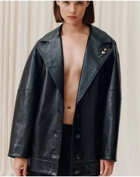 Marella - ICONIC EXCLUSIVE - Emily Ratajkowski - Bomber Leather Jacket