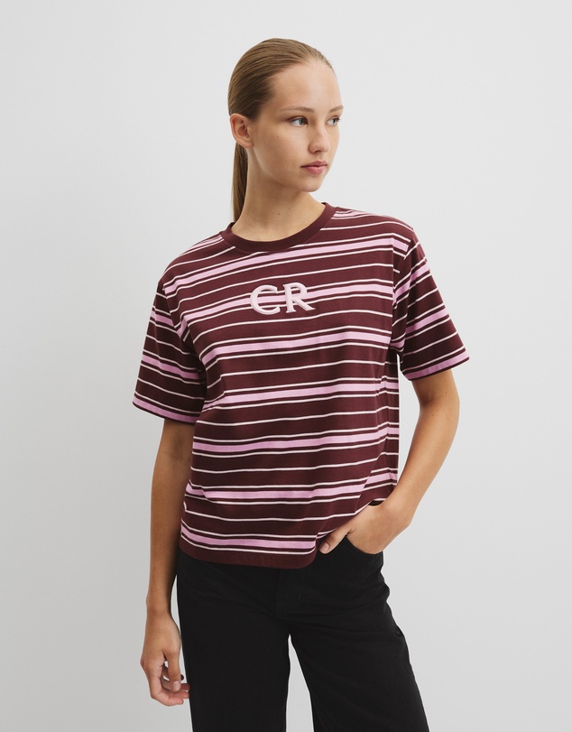 Country Road - Australian Cotton Stripe Cr Logo T-shirt