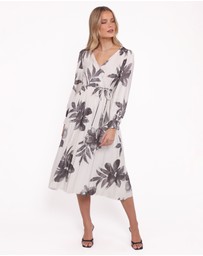 Petal & Pup - Grainne Long Sleeve Midi Dress - Black/White Floral