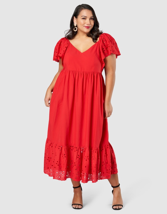 Pink Dusk by Curve Project - Girlz Broderie Maxi Dress