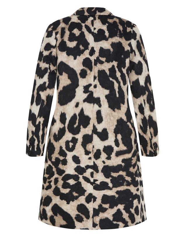 City Chic - Charlotte Leopard Print Melton Coat