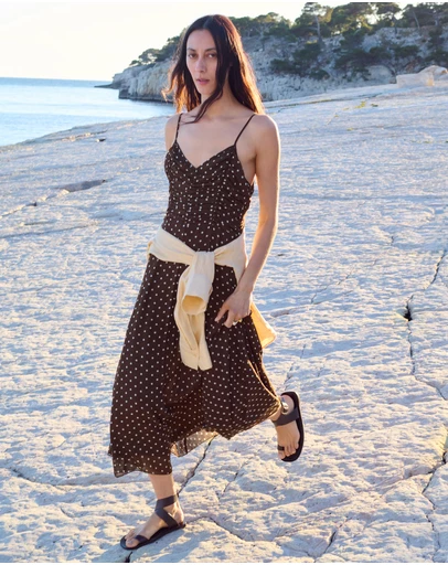 M.N.G - Polka Dot Dress with Gathered Neckline