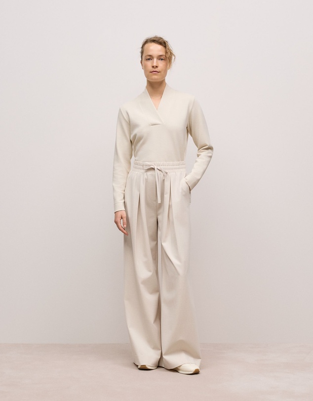 Trenery - Ponte Drawcord Wide Leg Pant in Stone
