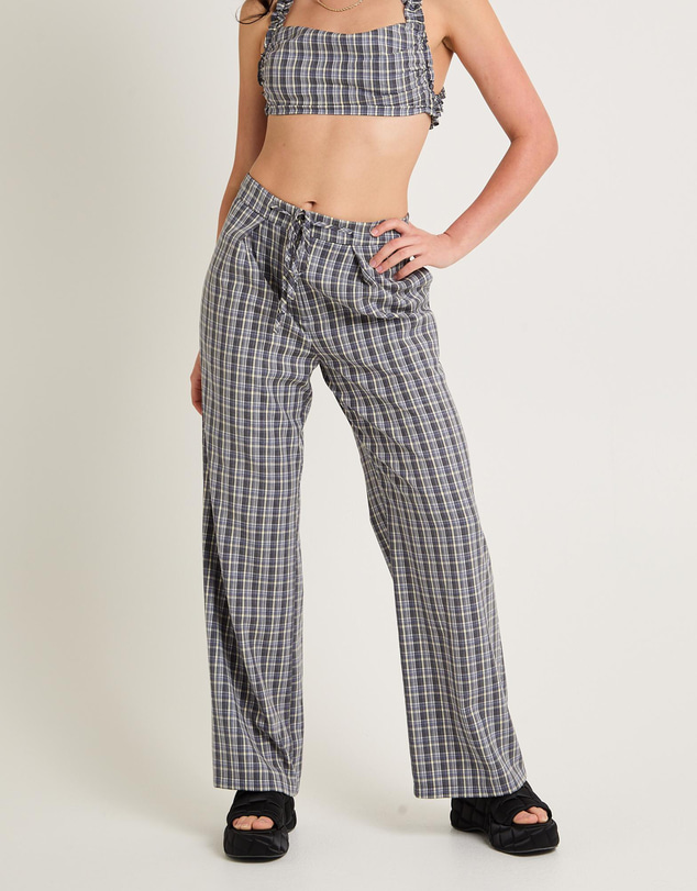 Subtitled - Dion Check Relaxed Belt Pants