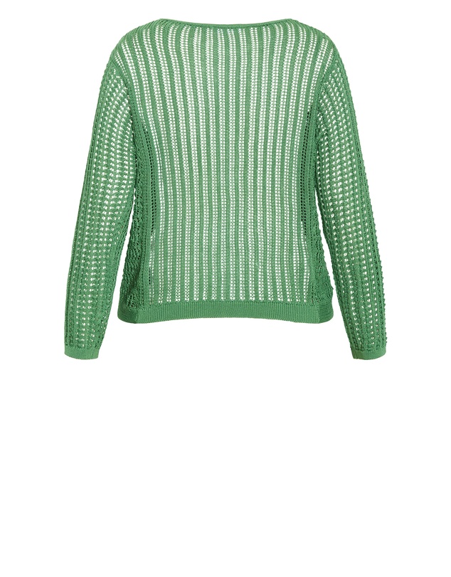 City Chic - Plus size Crochet Slouch Top - moss