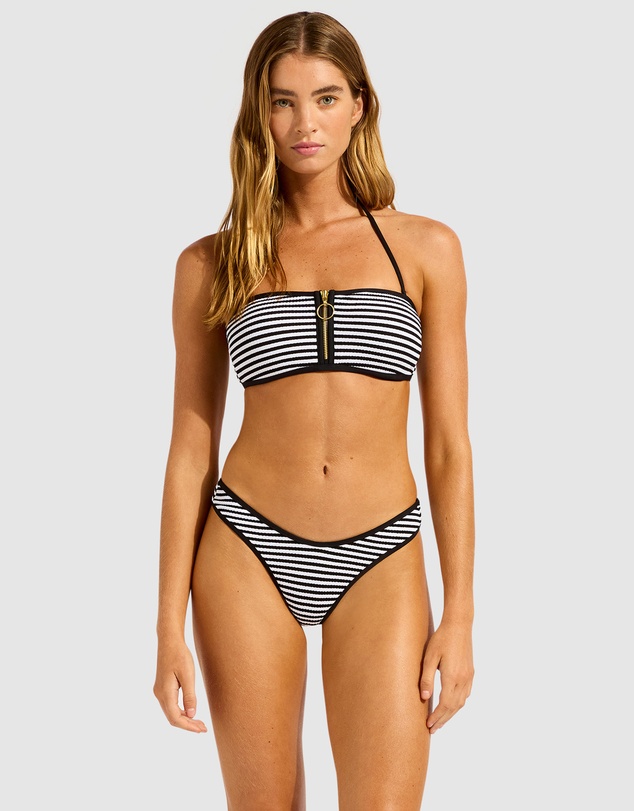 Seafolly - Clubhouse Zip Front Bandeau Bikini Top