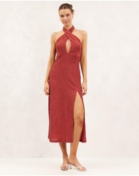 AERE - Textured Halter Midi Dress