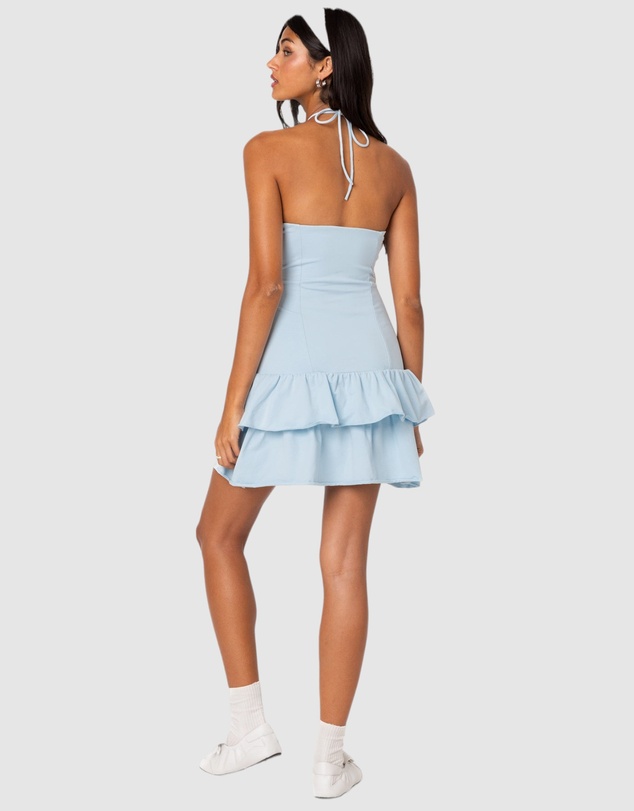 EDIKTED - Dorit Ruffled Halter Mini Dress
