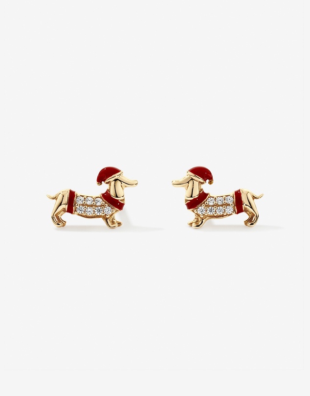 Michael Hill - Dachshund Stud Earrings with Cubic Zirconia in 10kt Yellow Gold